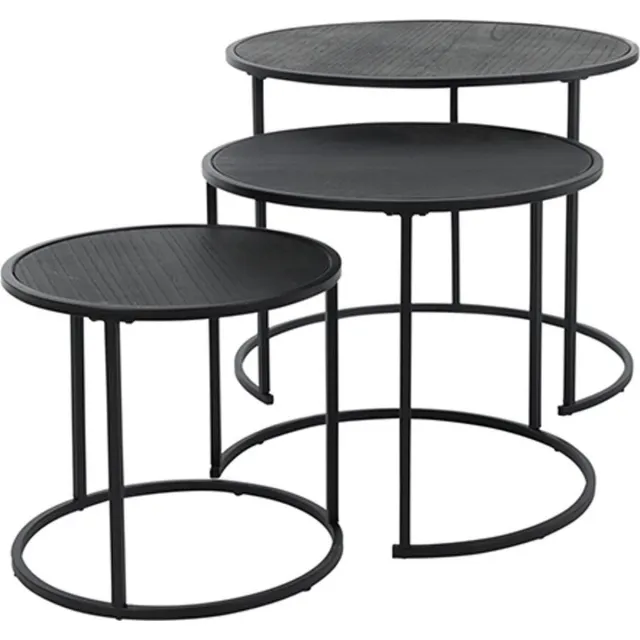 H&S Collection H&S - Collection - Bijzettafelset - 3 - st - zwart