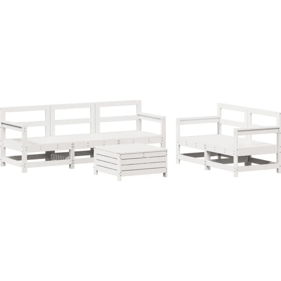 vidaXL 6-delige Loungeset massief grenenhout wit
