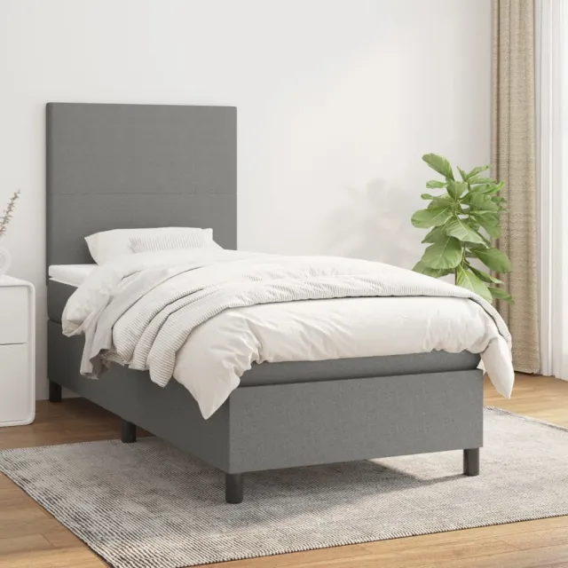 vidaXL Boxspring met matras stof donkergrijs 80x200 cm grijs