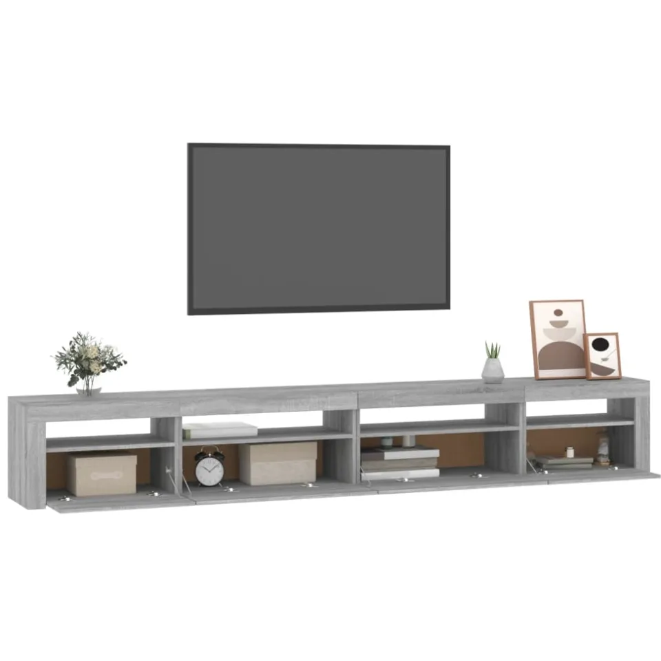 vidaXL Tv-meubel met LED-verlichting 270x35x40 cm grijs sonoma eiken, foto 3