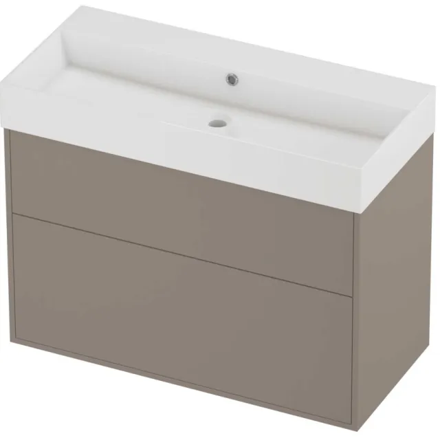 Proline Zara Badmeubelset Porselein Loft 2 Laden 100x46x78 cm Glans Wit Clay Beige