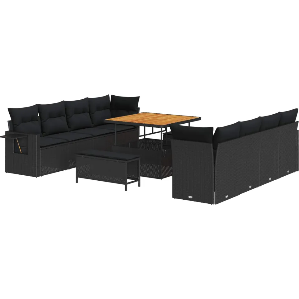 vidaXL Tuin Sofa Set 11 st Zwart Poly riet