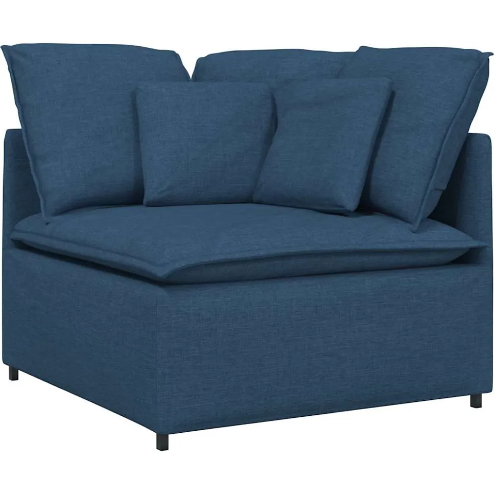 vidaXL Modulaire hoekmodule bank met kussens 100 cm blauw, foto 3