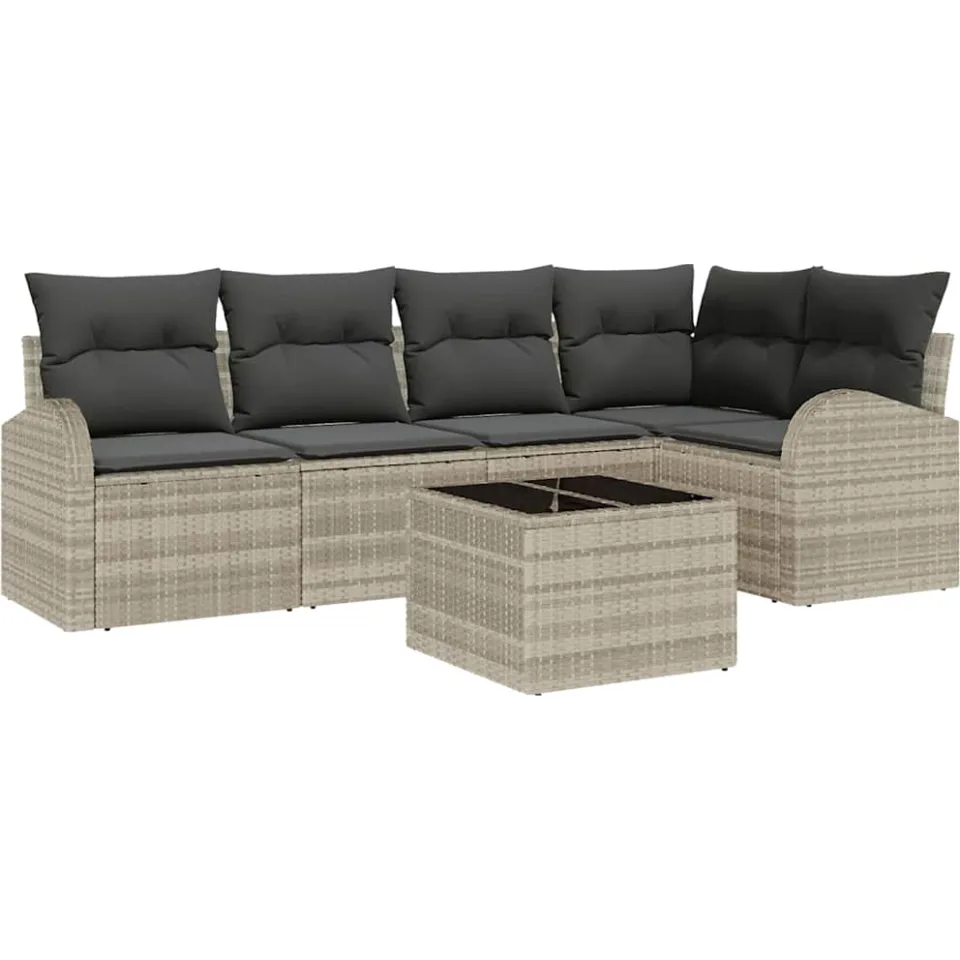 vidaXL Bankstel 6 st Lichtgrijs Polyester, foto 4