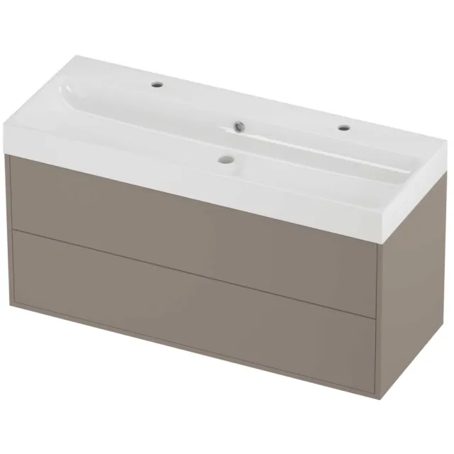 Proline Podium Badmeubelset Polystone Loft In Kader 120x46x62 cm Glans Wit Clay Beige