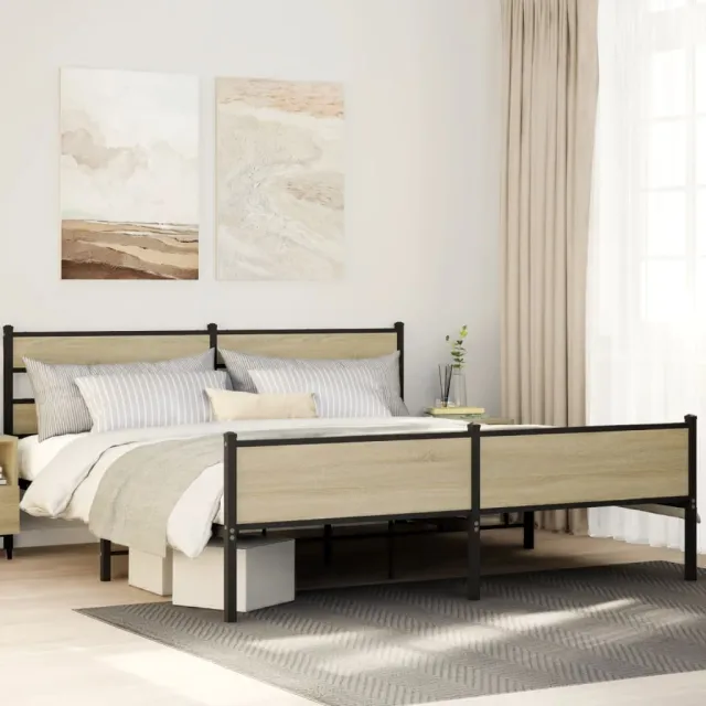 vidaXL Bedframe zonder matras metaal sonoma eikenkleurig 193x203 cm