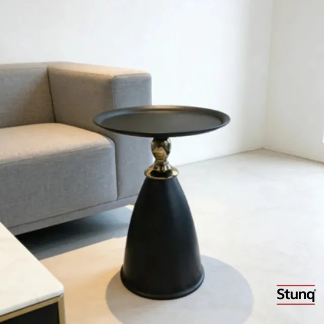 Stunq Ronde Bijzettafel Zwart met Gouden Accenten