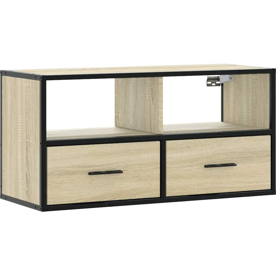 vidaXL Tv-meubel 80x31x39,5 cm bewerkt hout metaal sonoma eikenkleurig, foto 3
