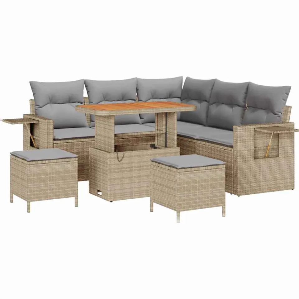 vidaXL Tuin Sofa Set 8 st Beige poly rattan
