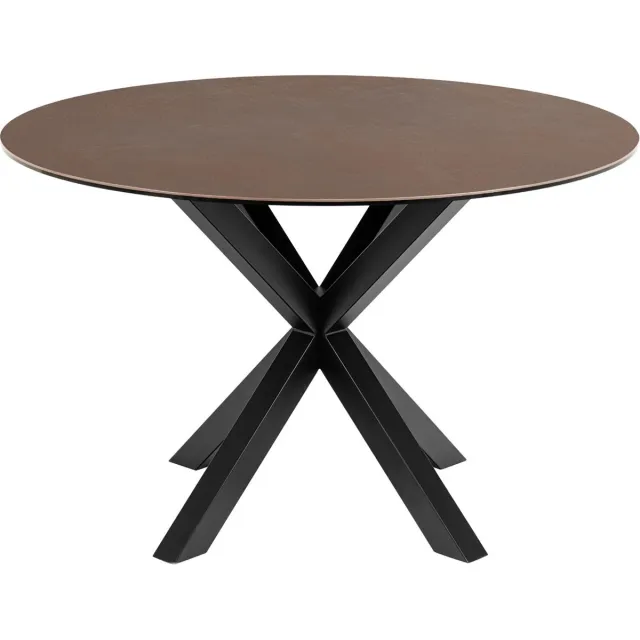 Giga Living Eettafel Rond Ø120cm - Bruin Keramiek - 2-4 Personen - Axel - Giga Living