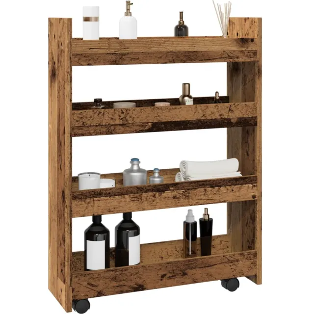 vidaXL Opbergtrolley smal 4-laags bewerkt hout oud houtkleurig Bruin