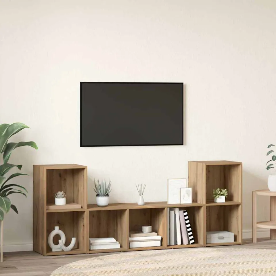 vidaXL Tv-meubelset 3 st 107 x 35 x 37 cm Bruin, foto 4