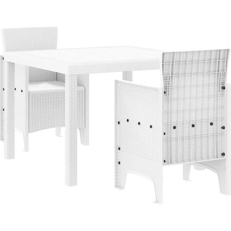 vidaXL Tuin Eetset 3 st Wit Polypropyleen
