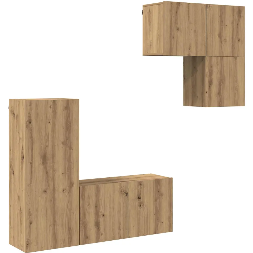 vidaXL TV-kast 4 st Artisan Eiken Bewerkt hout, foto 3