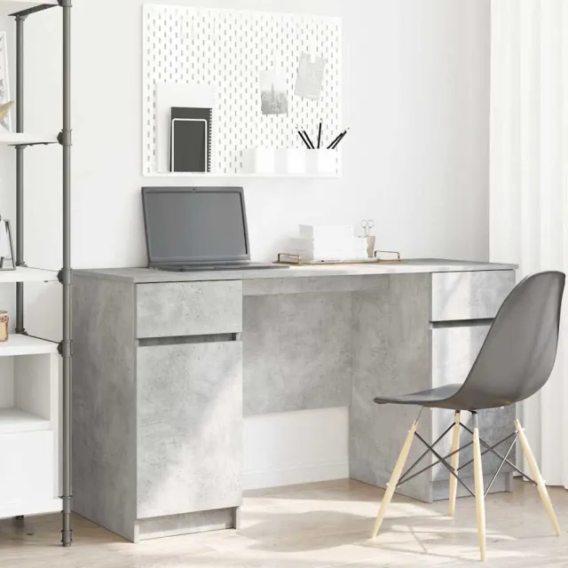 vidaXL Bureau Betongrijs 140 x 49 x 76 cm Bewerkt hout