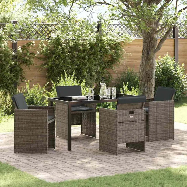 vidaXL Tuin eettafelset 5 st Grijs poly rattan, foto 2