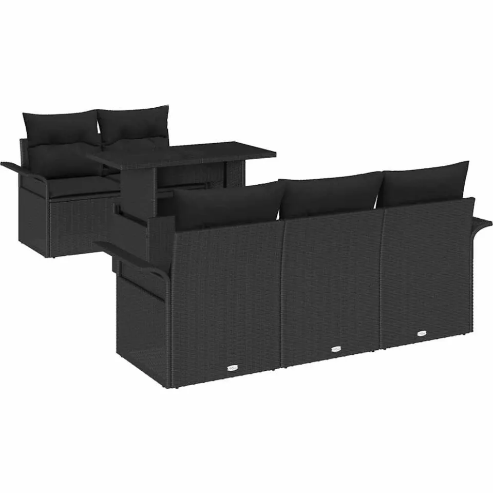 vidaXL Tuin Sofa Set 6 st Zwart poly rattan