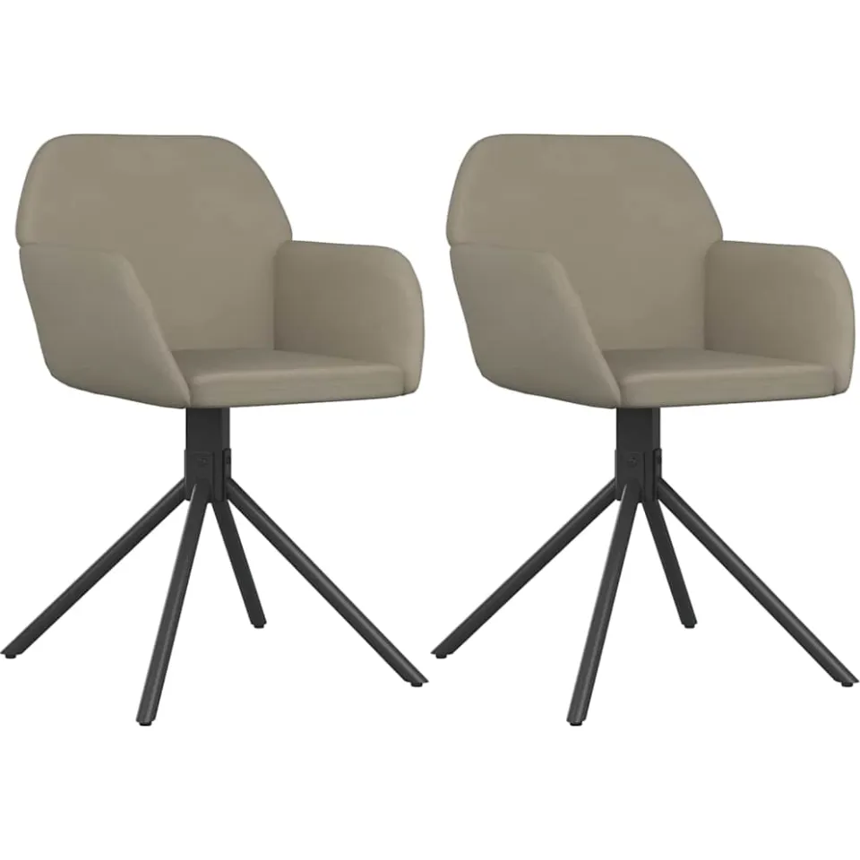 vidaXL Eetkamerstoelen draaibaar 2 st fluweel lichtgrijs grijs, foto 3