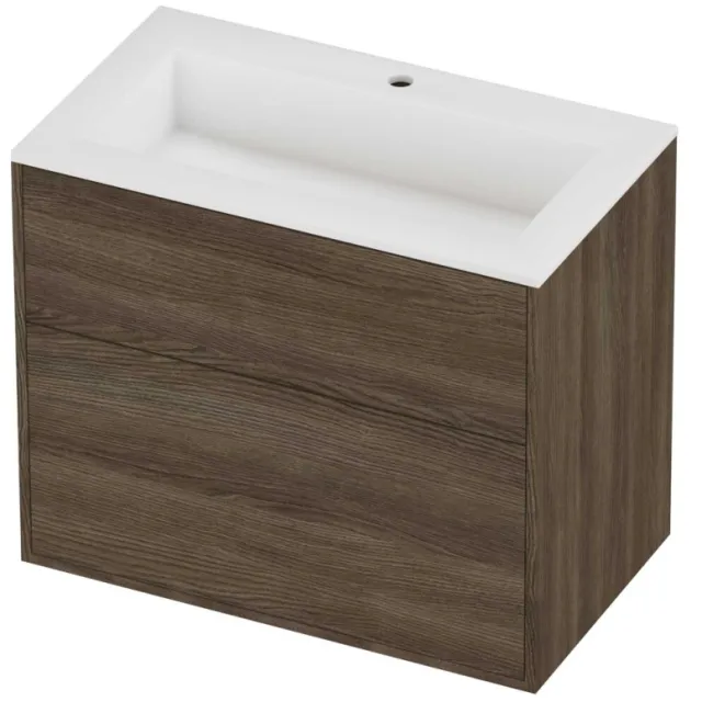 Proline Aristo Badmeubelset Polystone Elegant 1 Kraangat 80x46x67 cm Mat White Vital Oak Eiken