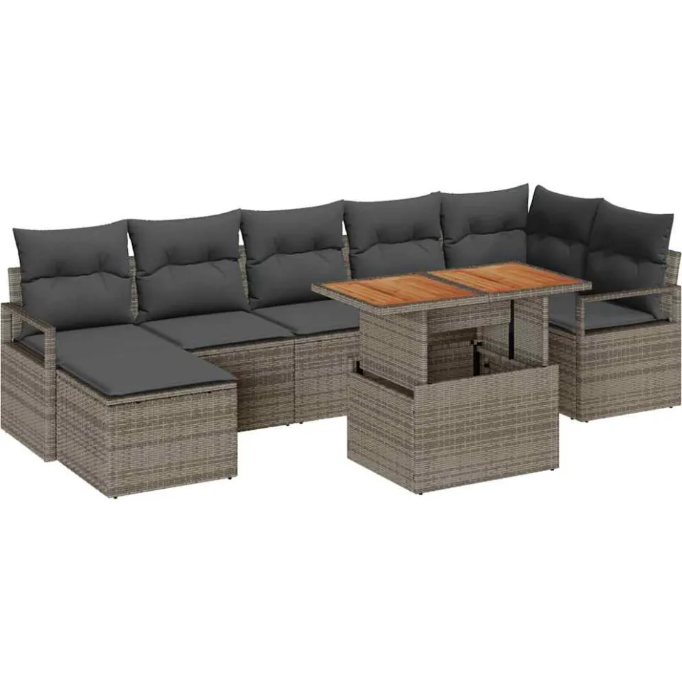vidaXL Tuin Sofa Set 8 st Grijs Poly riet