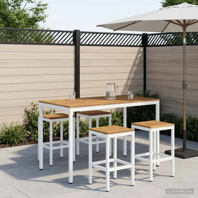 vidaXL Tuinbar Tafel NAARDEN Witgewassen 141 x 80,5 x 105 cm, foto 2
