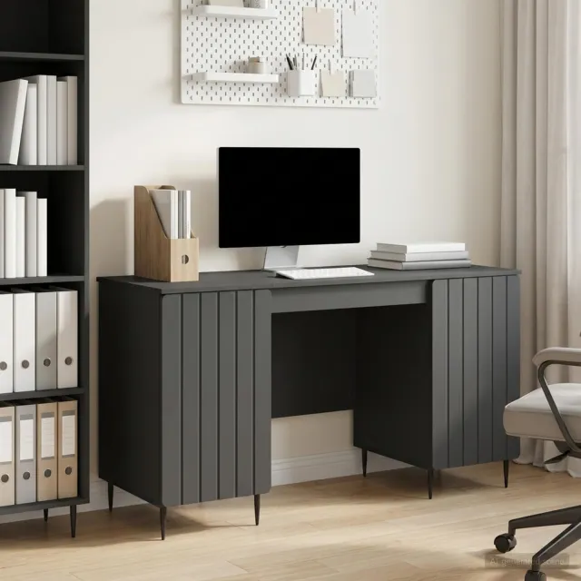 vidaXL Bureau Zwart 142,5 x 50 x 75 cm Bewerkt hout, foto 2