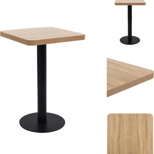 vidaXL Bistrotafel - 50x50 - cm - MDF - lichtbruin Lichtbruin en zwart