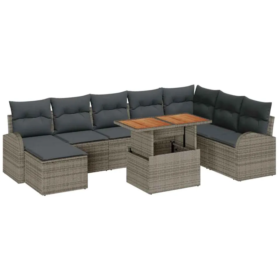 vidaXL Tuin Sofa Set 9 st Grijs Poly riet