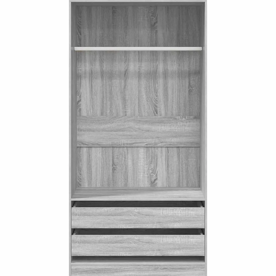 vidaXL Kledingkast 100x50x200 cm bewerkt hout grijs sonoma eikenkleur