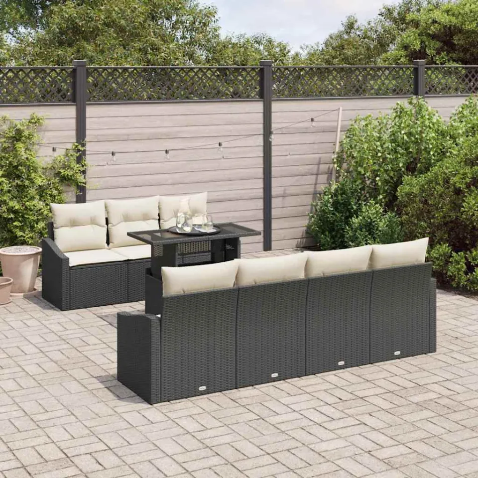 vidaXL Tuin Sofa Set 8 st Zwart poly rattan, foto 3