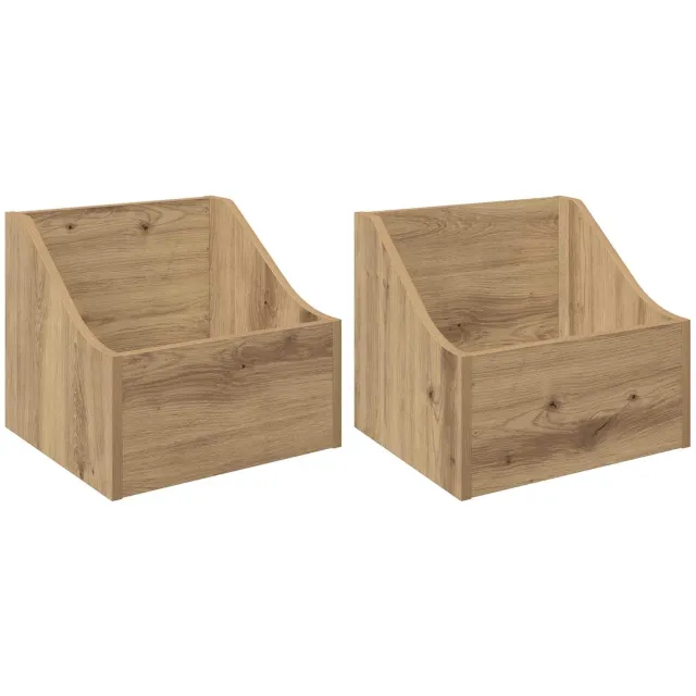 vidaXL LP - Recorddoos - 2 - st - Artisanaal - eiken - 37 - x - 33 - x - 32 - cm Artisanaal eiken