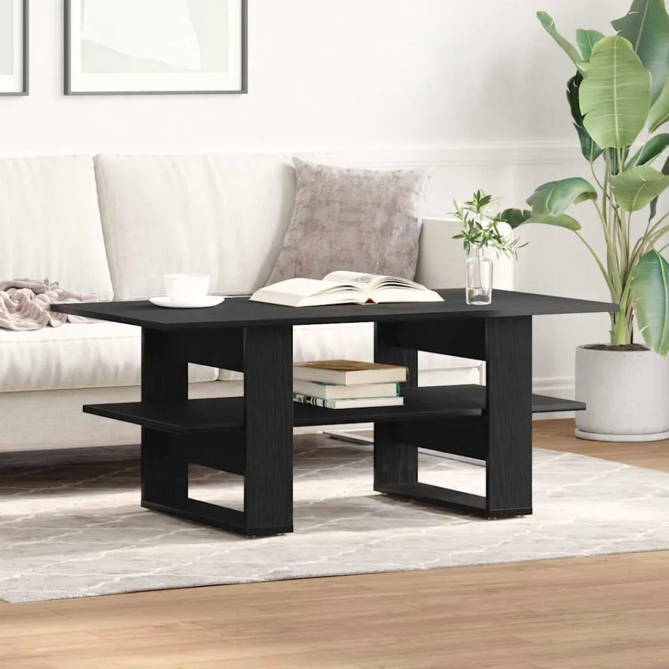 vidaXL Salontafel Zwart Eiken 102 x 55 x 42 cm Bewerkt hout, foto 3