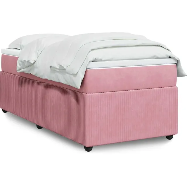 vidaXL Boxspring met matras fluweel roze 100x200 cm