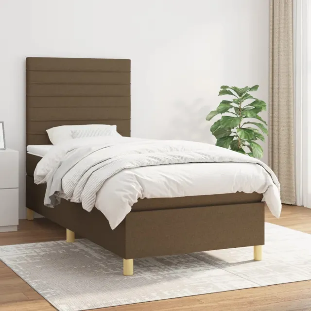 vidaXL Boxspring met matras stof donkerbruin 80x200 cm bruin