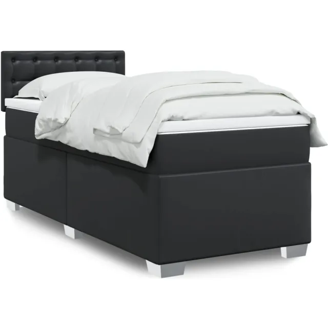 vidaXL Boxspring met matras kunstleer zwart 80x200 cm