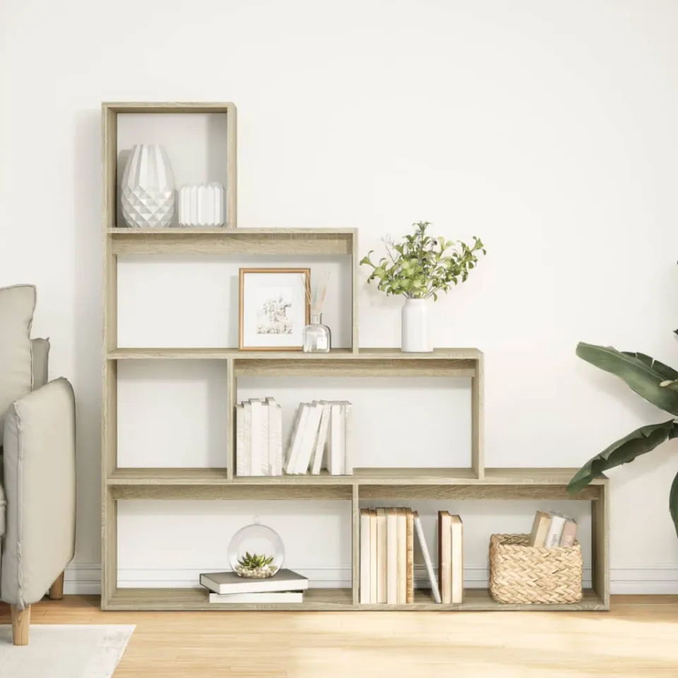 vidaXL Kamerscherm / boekenkast 143,5x29x143,5 cm hout sonoma eiken, foto 2