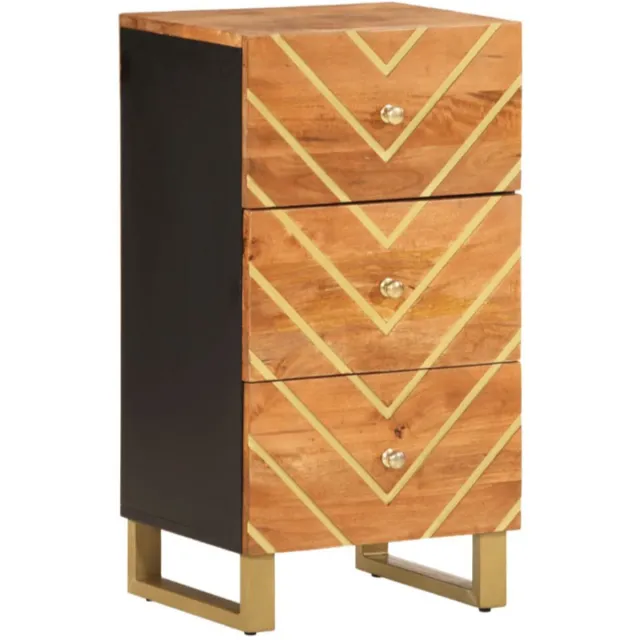 vida xl Dressoir 40x33,5x75 cm massief mangohout bruin en zwart