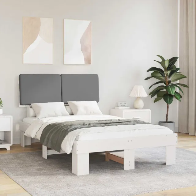 vidaXL Bedframe met Gevoerd Hoofdgedeelte Lichtgrijs 120 x 200 cm