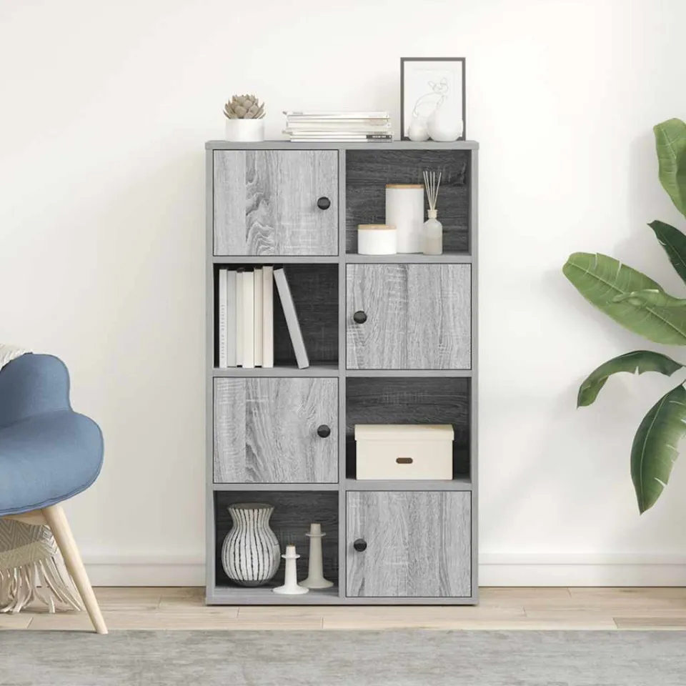vidaXL Boekenkast 60x24x101,5 cm bewerkt hout grijs sonoma eikenkleur, foto 2