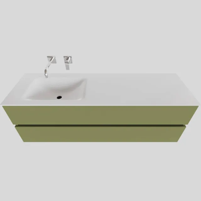 Boss & Wessing Badkamermeubel Solid Surface BWS Oslo 150x46 cm Links Mat Groen (zonder kraangaten)