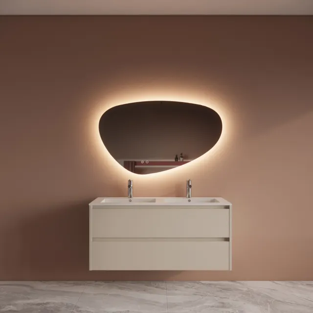 Boss & Wessing Badmeubelset BWS Riga Met Asia Wastafel Wit 120 cm Kasjmier Beige