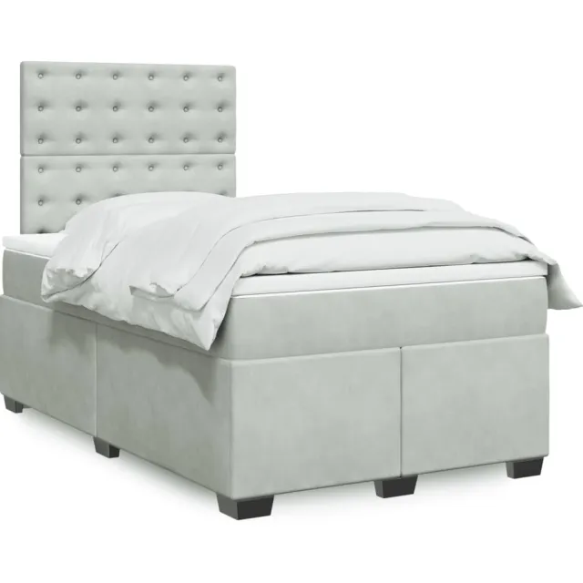 vidaXL Boxspring met matras fluweel lichtgrijs 120x190 cm grijs