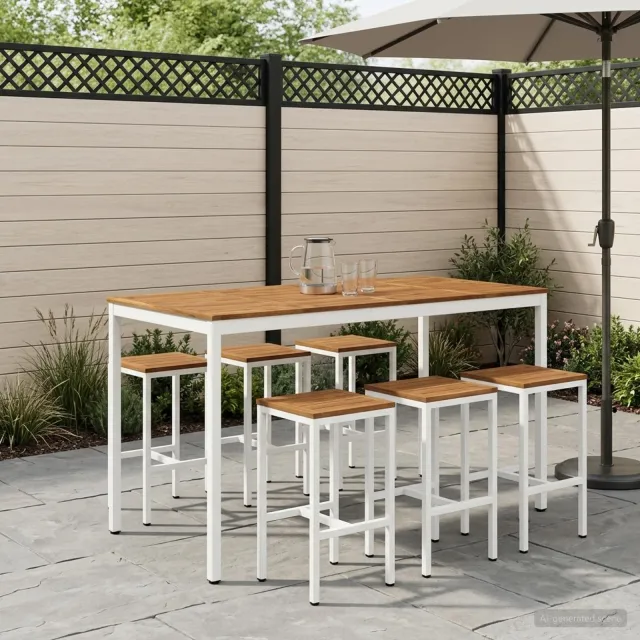 vidaXL Tuinbar Tafel NAARDEN Natuurlijk en Wit 180 x 88,5 x 105 cm, foto 2