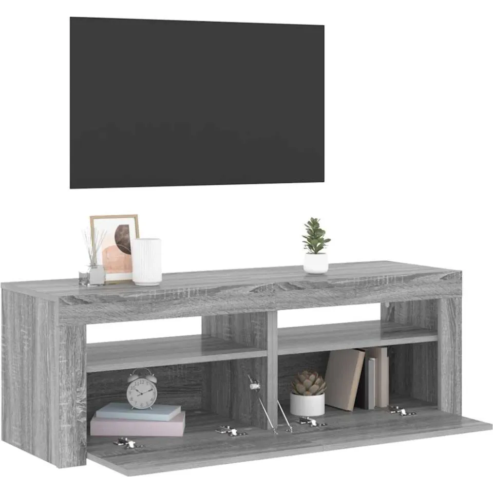vidaXL Tv-meubel met LED-verlichting 120x35x40 cm grijs sonoma eiken, foto 3