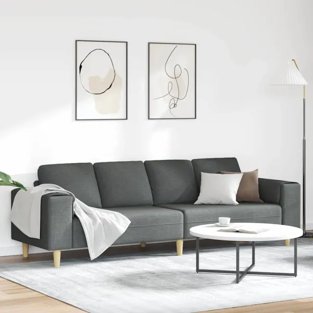 vidaXL Woonkamer Bank Donkergrijs 250 x 77 x 76 cm Polyester