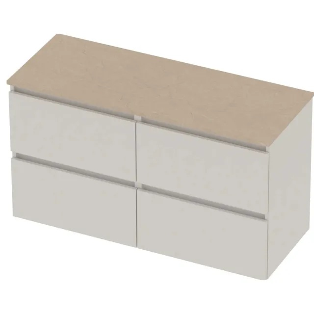 Basic-Line Deck 46 Badmeubelset Greeploos 120x46x66 cm D46sschw2x60 Ice White Sand Stone Beige