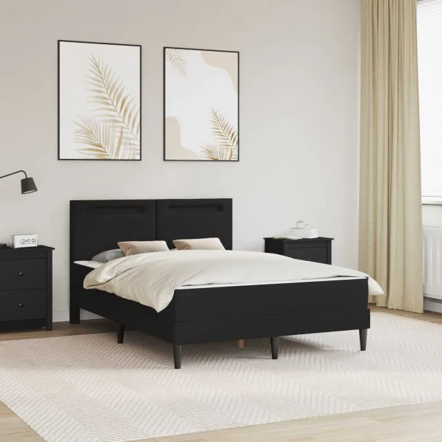 vidaXL Bedframe met matras Zwart 140 x 200 cm Kunstleer