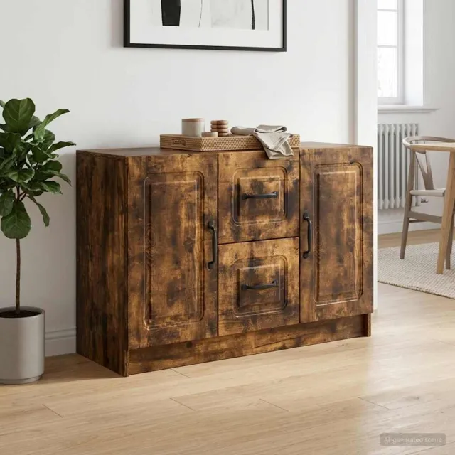 vidaXL Dressoir Gerookt eiken 89 x 34,5 x 57 cm Bewerkt hout Bruin