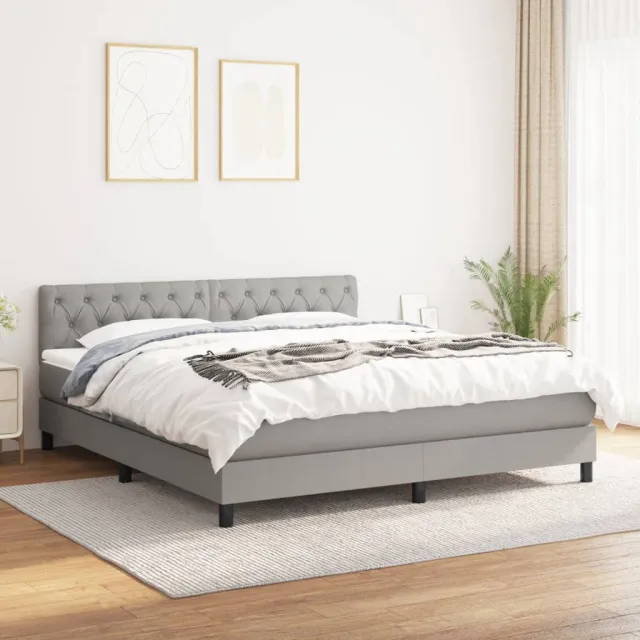 vidaXL Boxspring met matras stof lichtgrijs 160x200 cm grijs