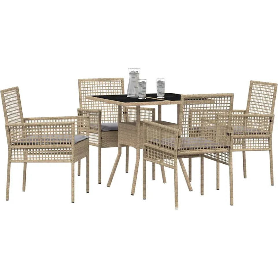 vidaXL Tuin eettafelset 5 st Beige poly rattan, foto 3